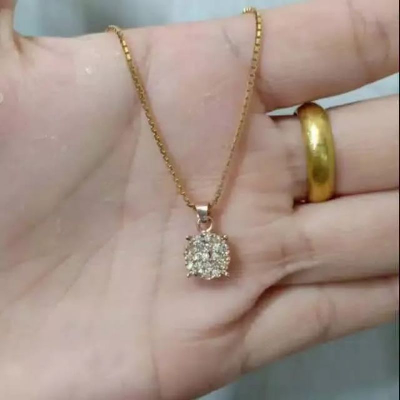 Set Kalung + liontin Bulat Berlian Medan