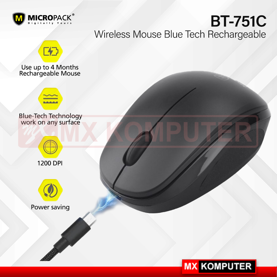 Micropack Rechargeable Blue-Tech Mouse BT-751C