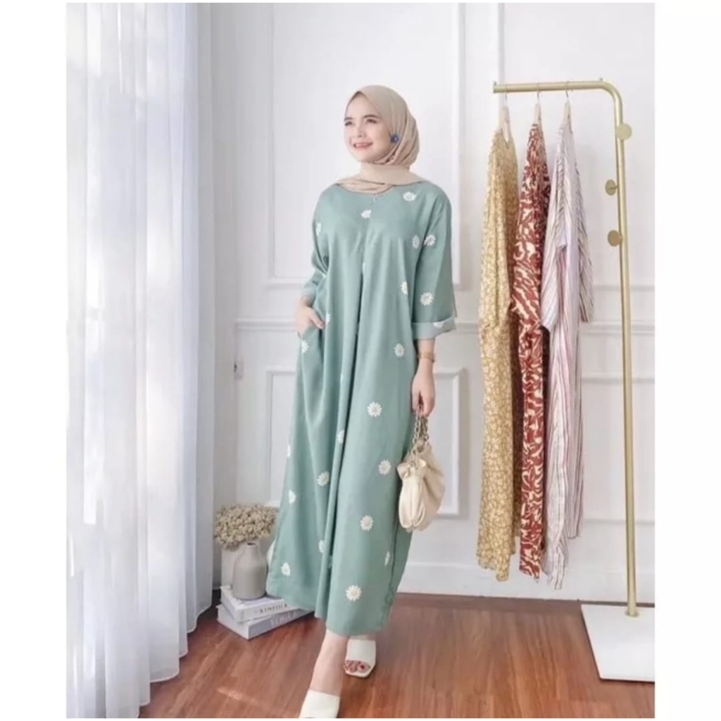 TERMURAH TERLARIS Gamis Orina Daster Lengan Panjang Ld 120 PB 130 Busui Bahan Rayon Adem Halus terla