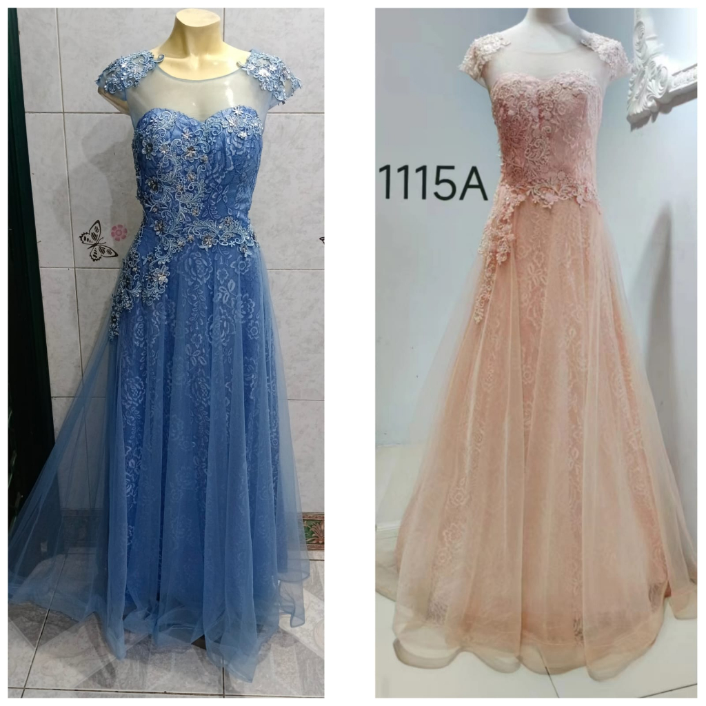 Longdress pesta biru peach salem gaun bridesmaid dress bridal fio1115