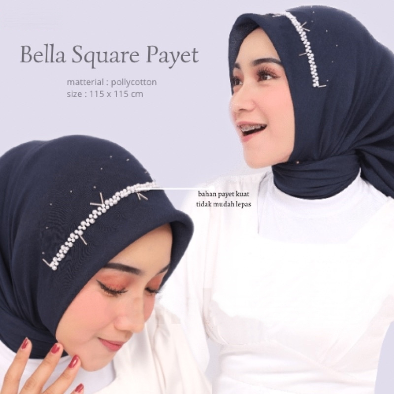 Jilbab Segi Empat Payet Mutiara /  Hijab Segi Empat Bando / Bella Payet Mutiara