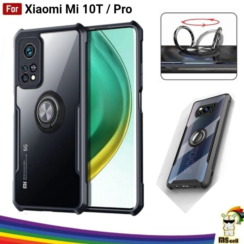 Case Ring Xiaomi Mi10T Pro - Armor Clear Bening I Ring Stand Softcase Casing Cover Bening Xiaomi Mi 