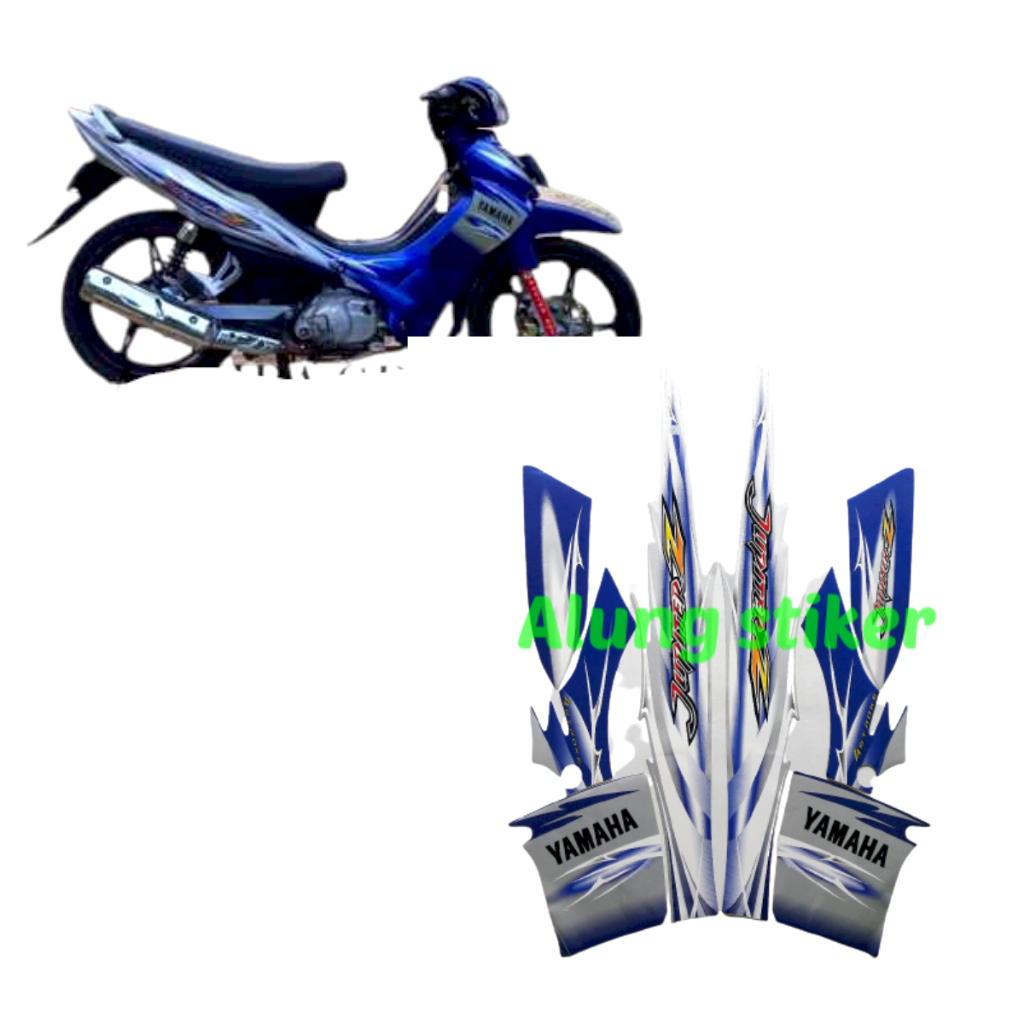 STIKER STRIPING LIS LES BODY MOTOR YAMAHA JUPITER Z TAHUN 2007 STD WARNA SILVER-BIRU 1SET STANDAR