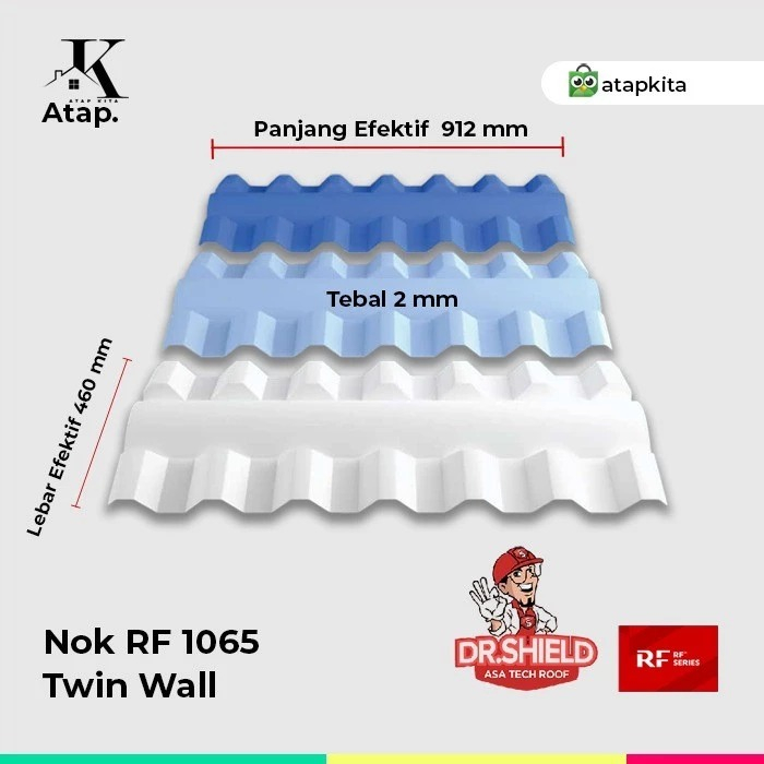 Nok UPVC Twin Wall RF 1065 / Nok Dr.Shield / Karpus / Bubungan / Atap