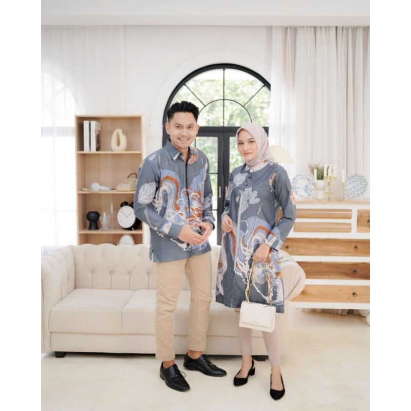 BATIK COUPLE ATASAN WANITA DAN KEMEJA PRIA MOTIF AKAR DAYAK TERBARU DAN TERLARIS