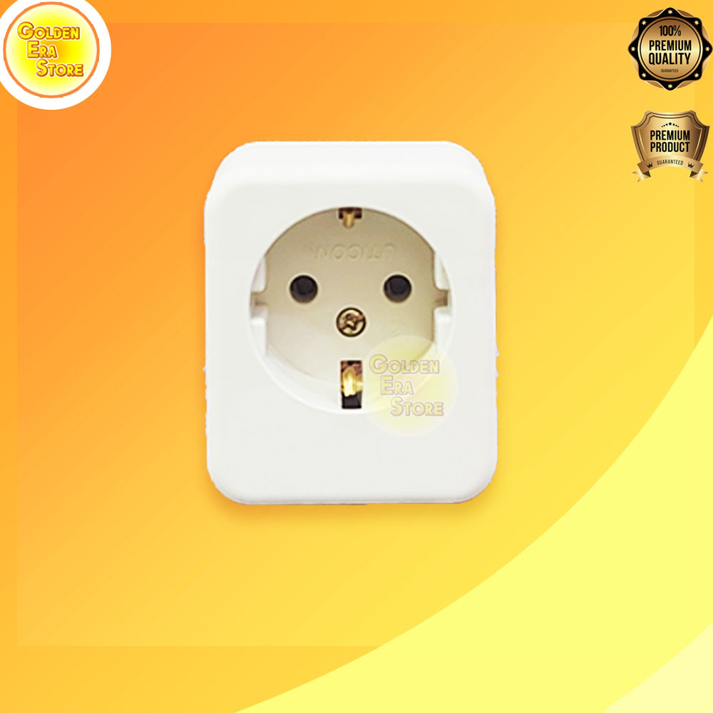 1 LUBANG UTICON / Stop Kontak Arde 1 Lubang / Terminal Kuningan / Colokan Listrik /