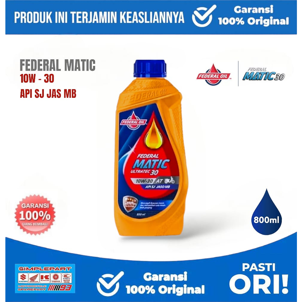 OLI FEDERAL ULTRATEC MATIC 10W 30 0,8 LITER FEDERAL OIL ASLI