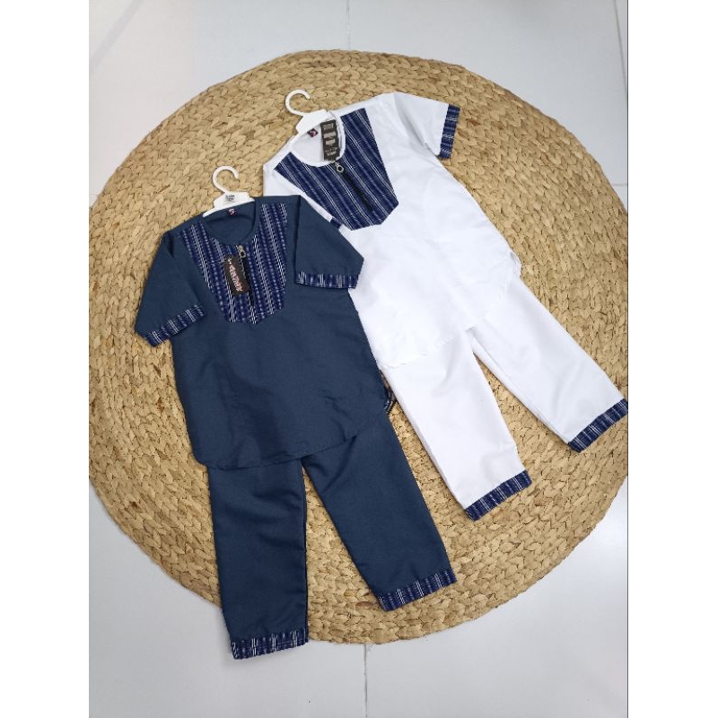 Koko Turki Anak Grade Premium / Koko Toyobo / Setelan Koko Anak Putih dan Abu 4-12