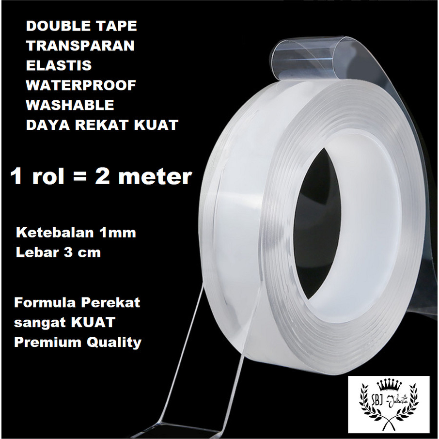

Lakban Double Tape Premium Nano Power Selotip isolasi 2 Sisi-2mx3cm