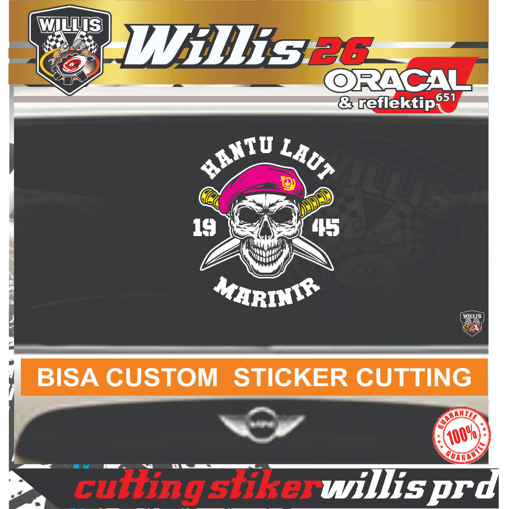 Sticker Mobil Hantu Laut stiker mobil Kaca Mobil Warna
