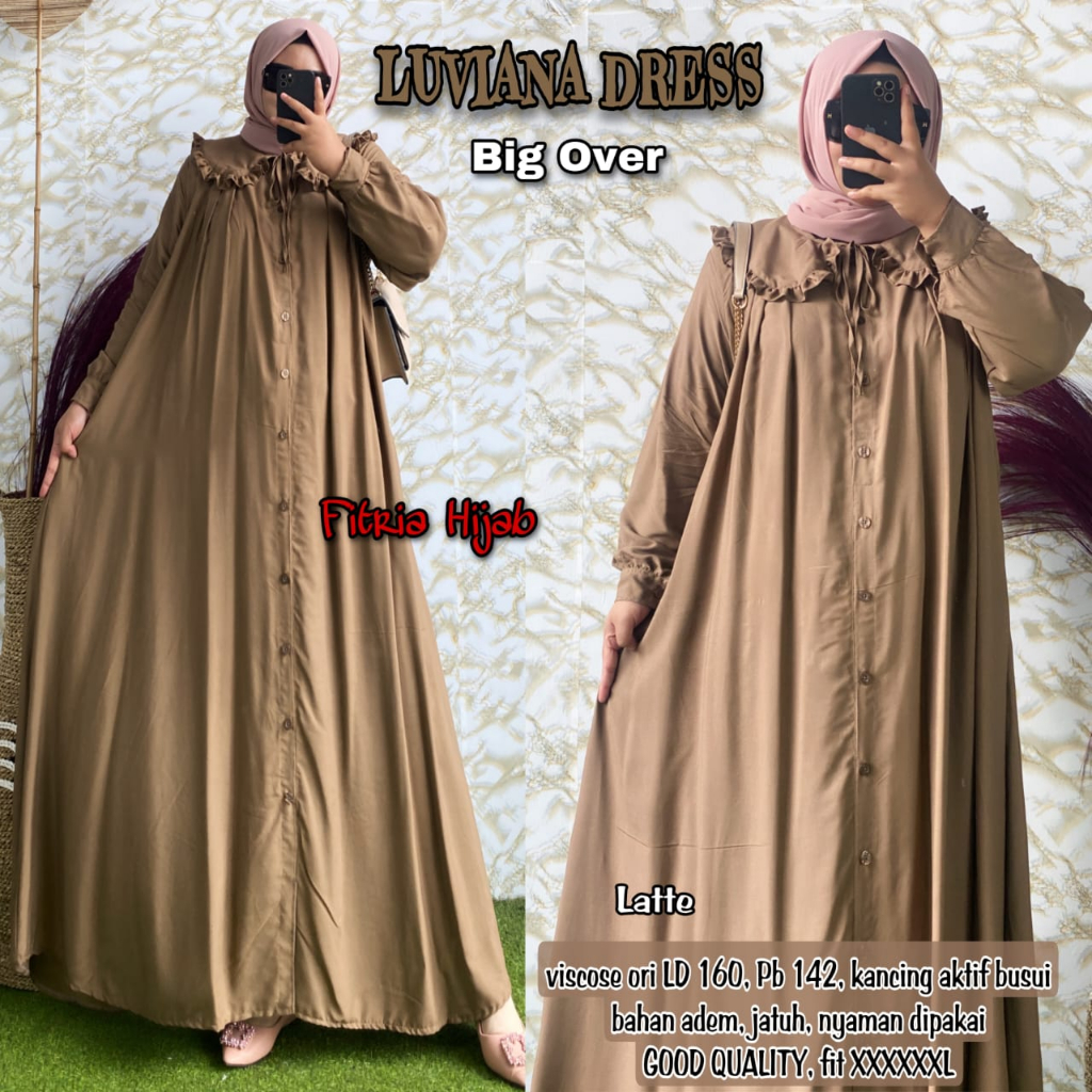 luvina dress dres maxy maxi pakaian baju gamis pesta kondangan wanita cewe cewek remaja dewasa musli