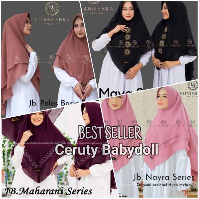 Khimar pinguin 2 layer ORI MEHRA/ ceruty babydoll/hijab murah