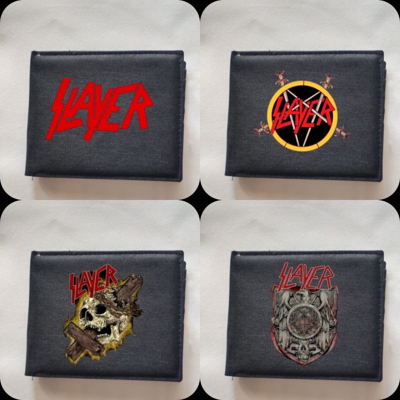 Dompet Kanvas Band Slayer Keren / Dompet Lipat Resleting Pria Logo Band Slayer Bahan 100% Kanvas Pre