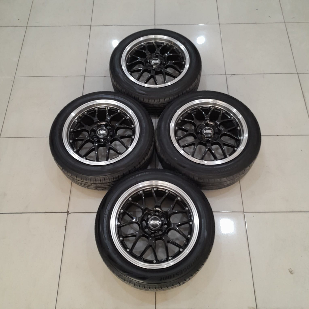Velg HSR Oita R16 include ban Bridgestone 195 55 Ring 16 - Racing BBS warna hitam - Pelek Seken - bu