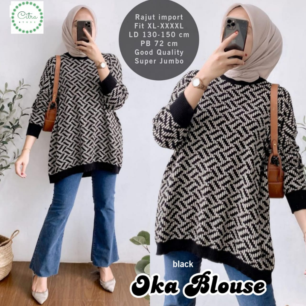 BLOUSE RAJUT WANITA JUMBO KOREAN STYLE IMPORT PREMIUM BAJU ATASAN RAJUT WANITA TERBARU BLOUSE KOREAN