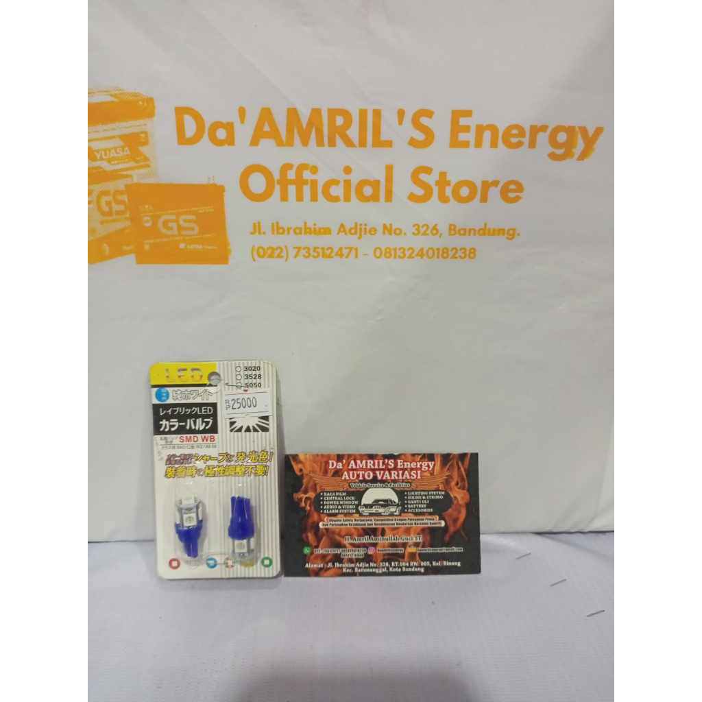 LAMPU T10 NON FLASH BIRU 12V