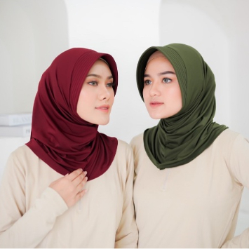 Hijab Bergo Jersey premium pet pendek / hijab sporty pendek / hijab sport salur instan simple BISA C