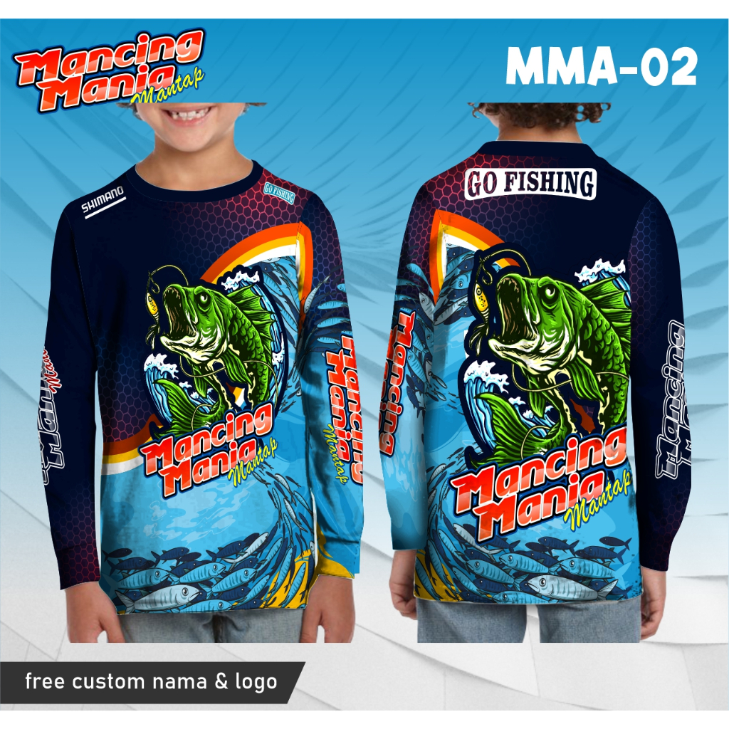 Kaos anak jersey mancing mania baju mancing go fishing lengan panjang MMA 02