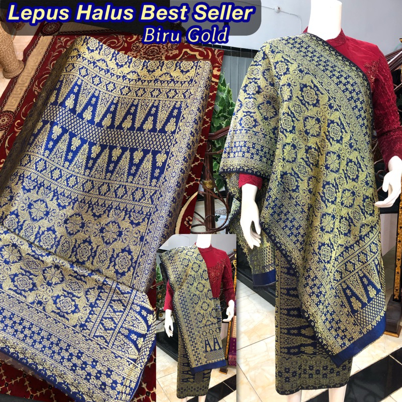 Songket Lepus Halus Best Seller / Biru Gold/ Songket Tenun Palembang asli Tenun Tangan/ilham songket
