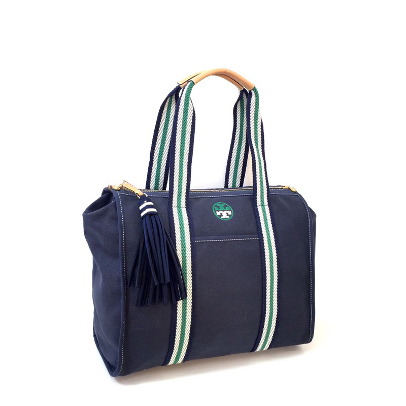 TB Embroidered T Tote Canvas