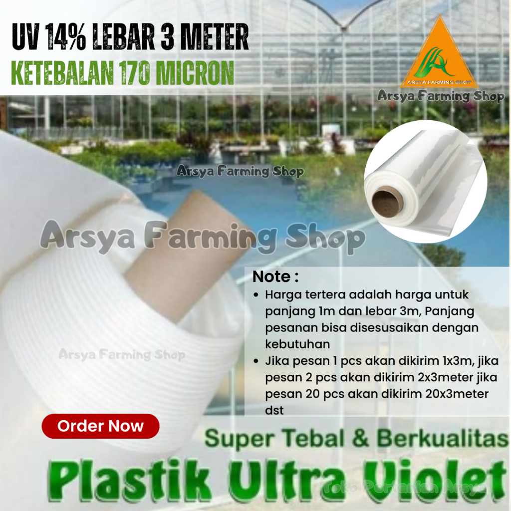Plastik UV 14% 170 micron Lebar 3 Meter Harga Per Meter Untuk Atap Green House