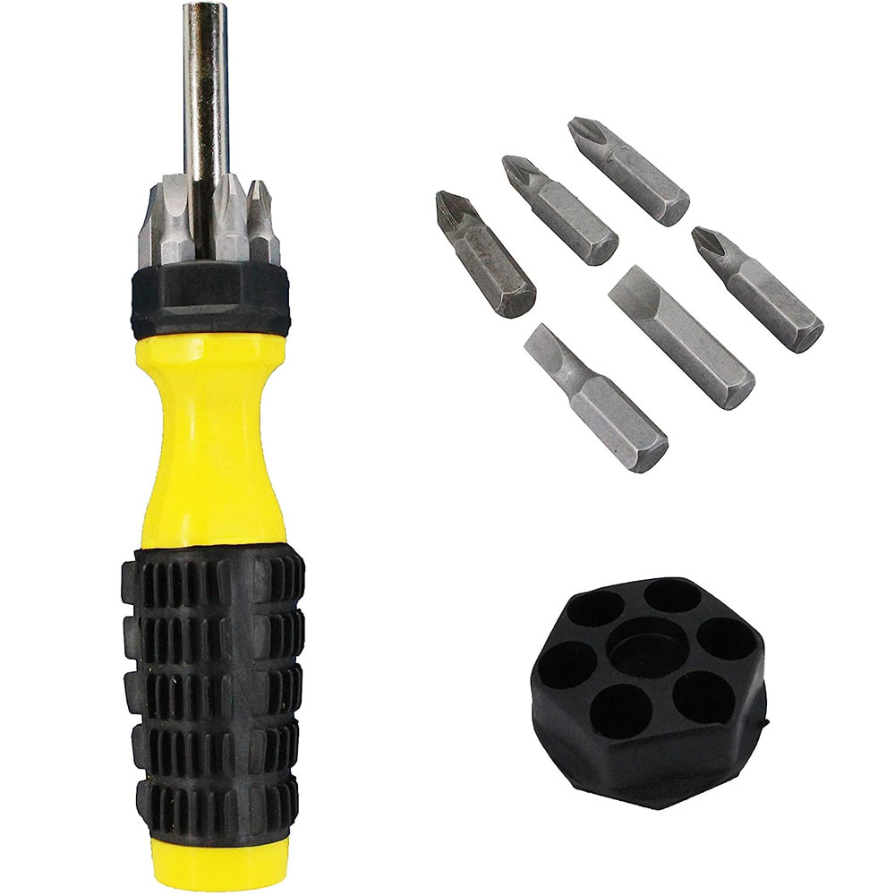 Obeng Set Anti Ribet Mata Obeng Di Leher OB611 - Obeng Set Anti Slip Plus Minus 6 Mata Obeng +- Oben