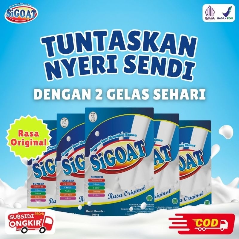 

5 BOX SIGOAT SUSU KAMBING ETAWA BUBUK ORIGINAL MURAH ATASI NYERI LUTUT TULANG SENDI ASAM URAT BATUK MENAHUN ASMA PARU-PARU