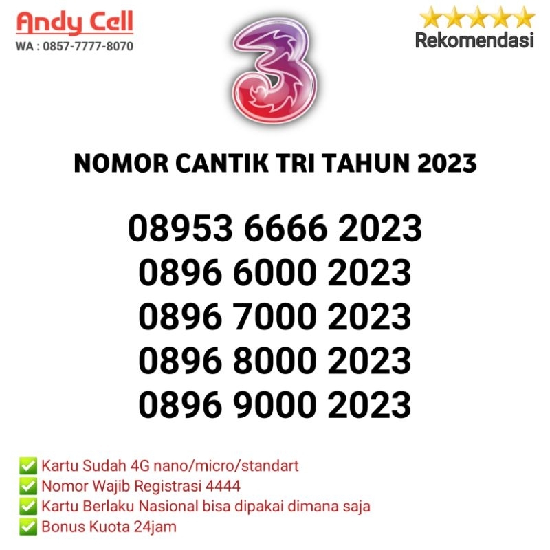 nomor cantik tri tahun 2023