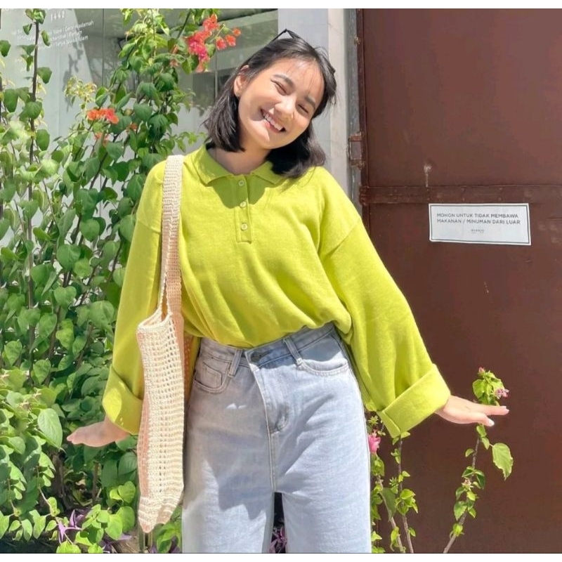 ENZY SWEATER KNIT OVERSIZE / ELSA SWEATER PREMIUM / ATASAN RAJUT ENZY TEBAL