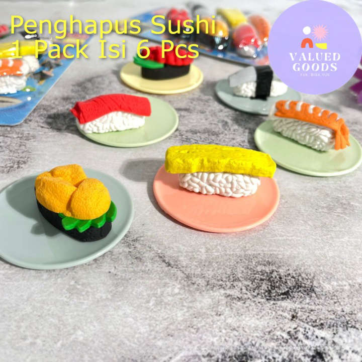 

Penghapus Pensil Karet Sushi Jepang Koleksi Miniatur Set Makanan 1 Pack 6 pcs - 3010 25 - eraser karakter misteri lucu unik viral anak