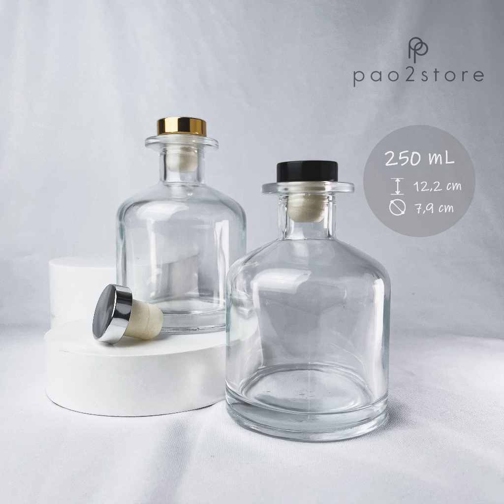 Botol Reed Diffuser 250ml Besar - Vas / Belly Pot - Kaca Tebal - Aromatherapy / Pengharum Ruangan / 