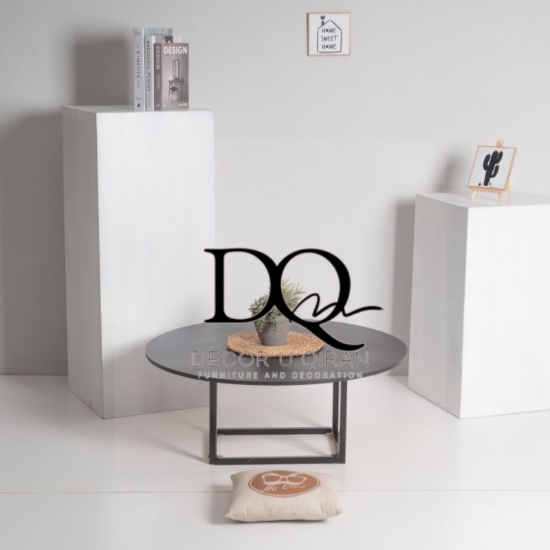 Meja Bulat Minimalis D60cm Meja Tamu Meja Makan Lesehan Meja Laptop Lesehan