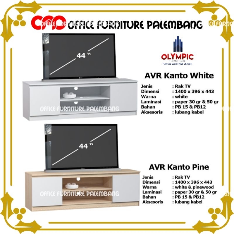 meja tv olympic AVR KANTO WHITE KANTO PINE rak tv minimalis buffet tv