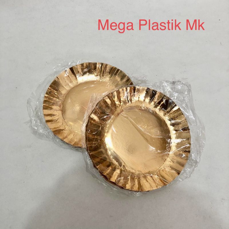 Piring Kertas Kertas Kue Warna Emas isi 10 Pcs