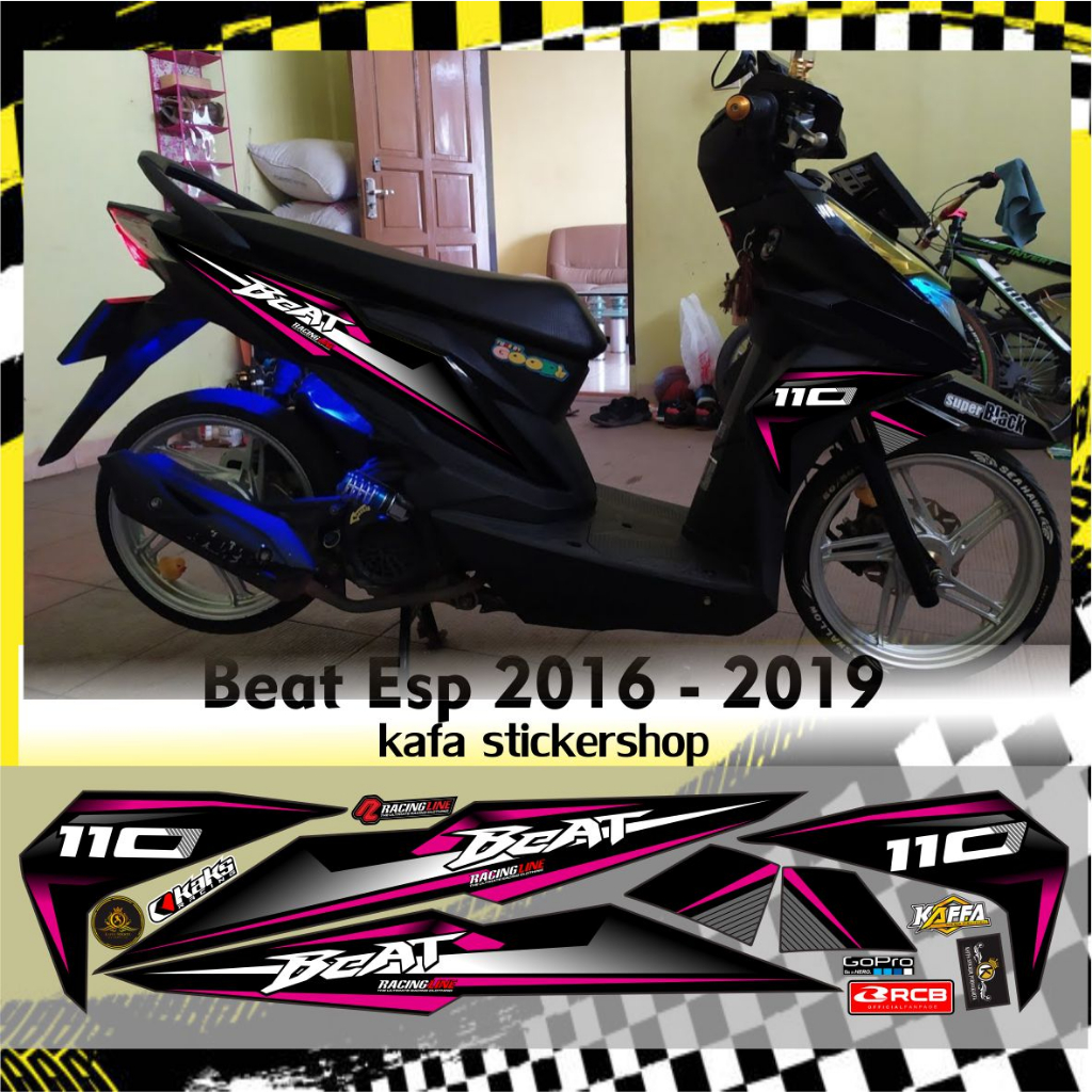 Stiker Beat Esp Beat Street Striping Variasi Beat Fi New List Polet Motif Pink