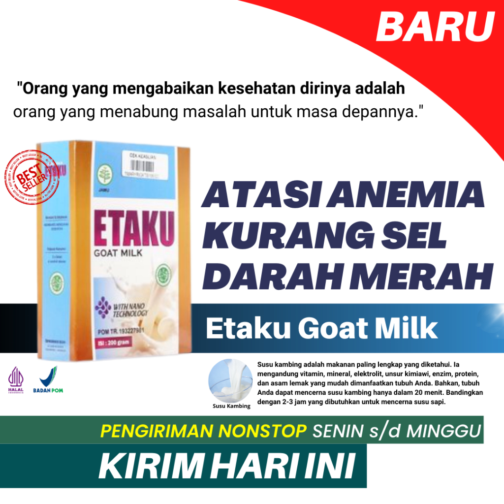 

Susu Atasi Anemia Kekurangan Sel Darah Merah Kurang Zat Besi Badan Lemah Letih Lesu Lelah Darah Rendah Penambah HB Darah Etaku Goat Milk Susu Kambing Etawa Asli