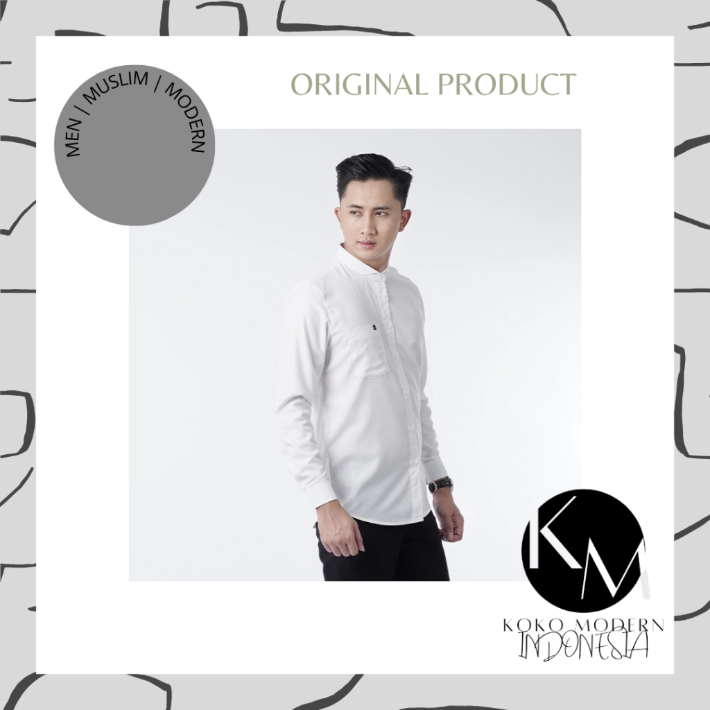 FADKHERA BAJU KOKO MODERN KAMIL LENGAN PANJANG PUTIH