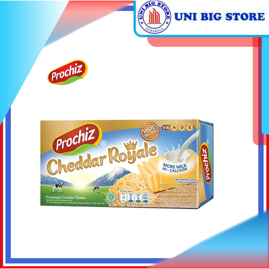

Prochiz Keju Cheddar Royale 160 gr Cheese Balok Blok Kotak