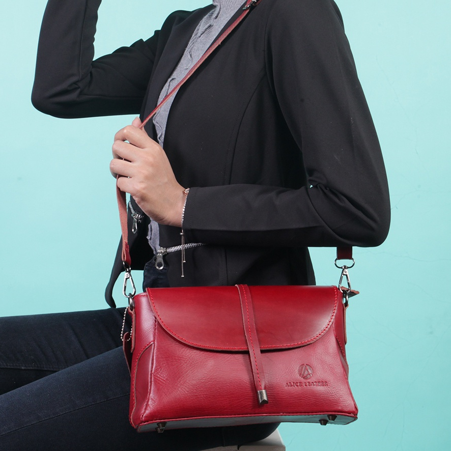 SLING BAG WANITA '' DAISY '' TAS SLEMPANG WANITA ALICE LEATHER  STYLISH BAHAN KULIT SAPI ASLI KODE A