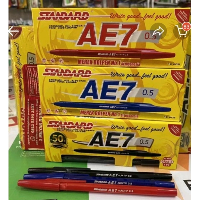 

pen standard ae7 hitam biru merah