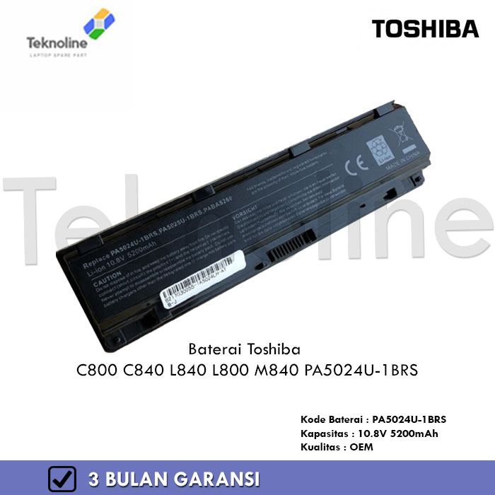 Baterai Toshiba Satellite C800 C840 L800 L840 PA5024