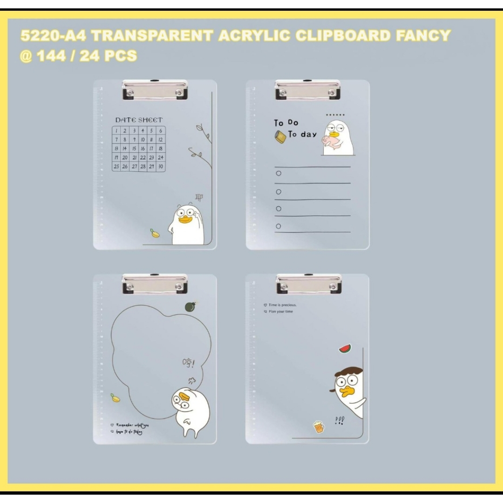 

RK papan dada jalan karakter import amat space anime bebek kelinci a4 transparan NON GARANSI PECAH