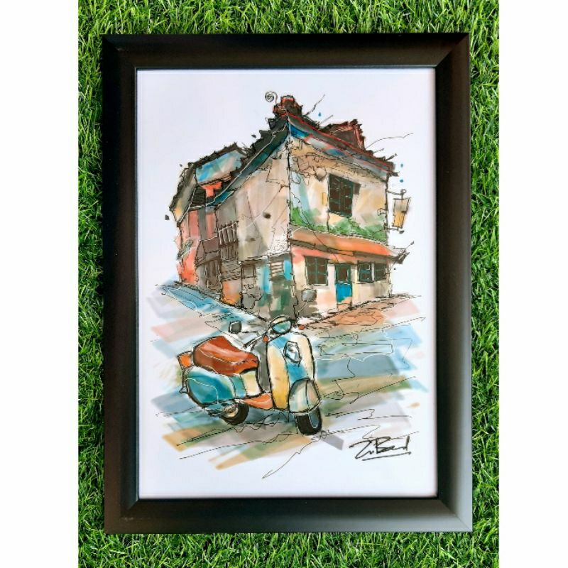 Lukisan asli digital printing,Lukisan vespa,lukisan aesthetic