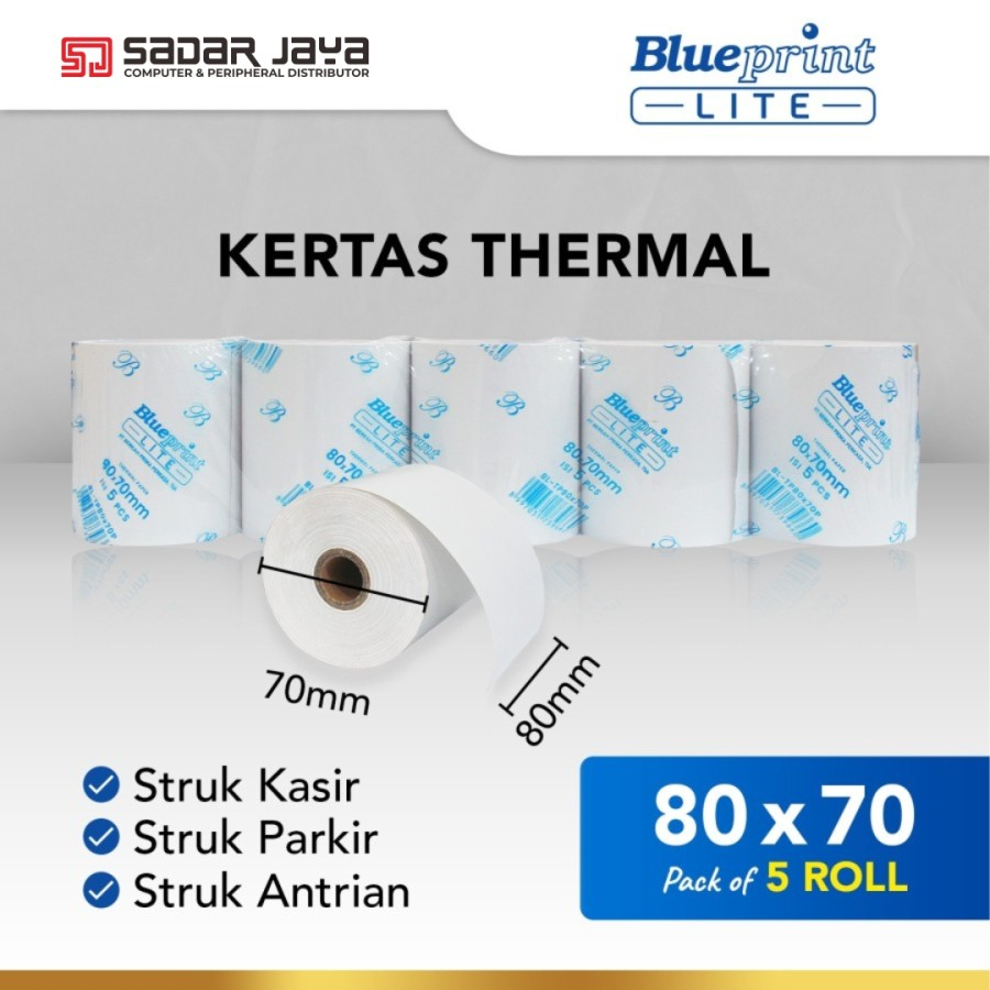 

Kertas Struk Kasir Blueprint Lite Paper Thermal 80 x 70mm 1 Pack isi 5
