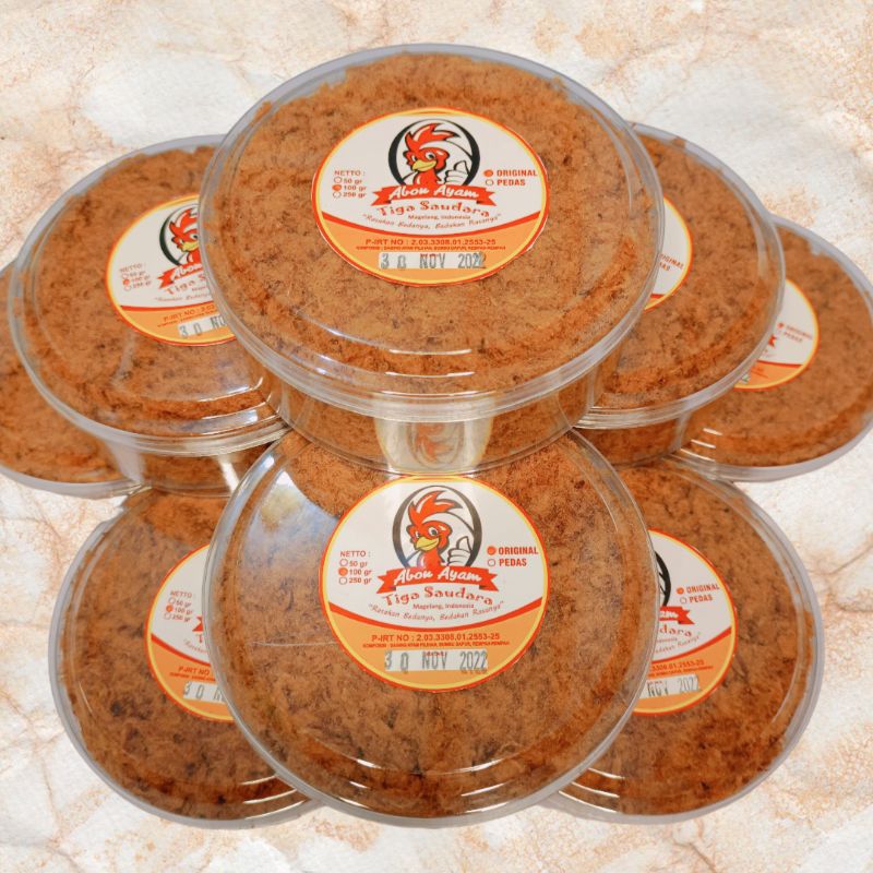 

(PREMIUM) PAKET 8 TOPLES Abon ayam tiga saudara netto 100gr