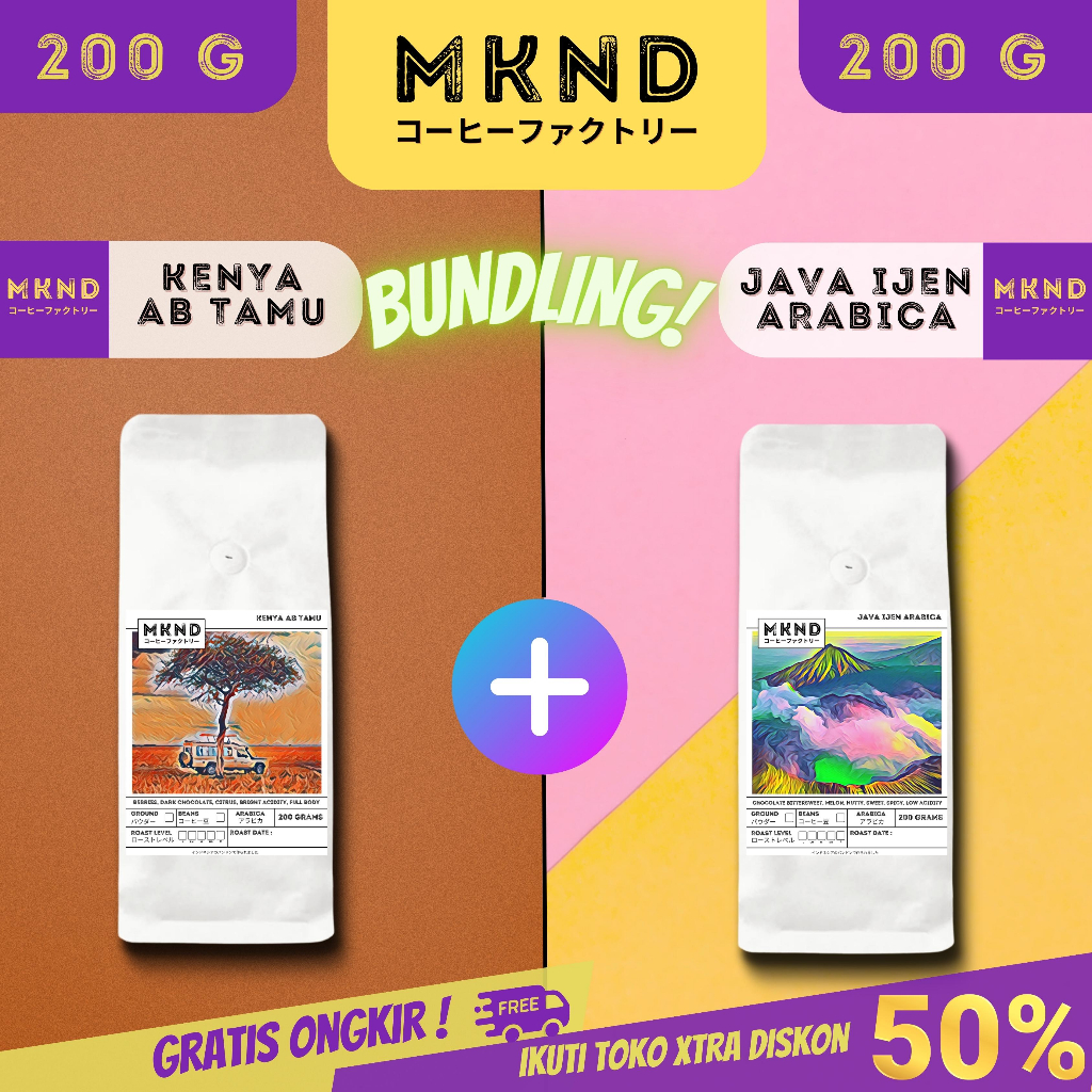 

MKND® BUNDLING HEMAT 2X200 KOPI ARABIKA KENYA AB TAMU SPECIALTY COFFEE IMPORTED COFFEE BEANS + KOPI ARABIKA JAVA IJEN BLUE MOUNTAIN NATURAL GRADE 1 PROMO DISCON | BIJI BUBUK | SINGLE ORIGIN | PREMIUM COFFE | ROASTED BEANS | MANUAL BREW | COFFE ROASTERY