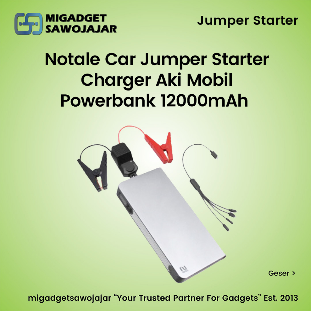Notale Car Jumper Starter Charger Aki Mobil Powerbank 12000mAh