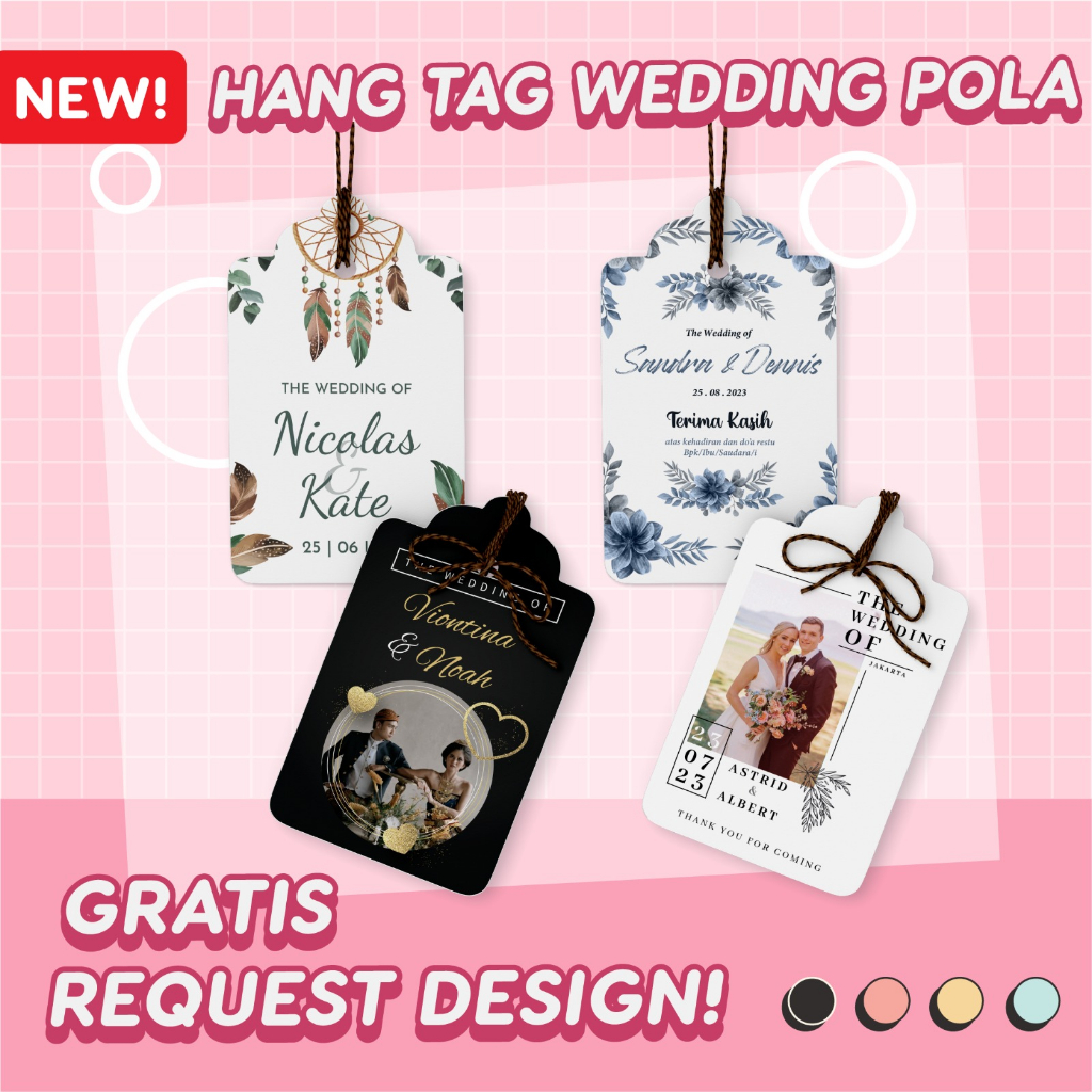 

Kartu Ucapan Souvenir Pernikahan Custom Pola 1 Sisi Hang Tag Souvenir Pernikahan Free Design Kupon Sovenir Pernikahan