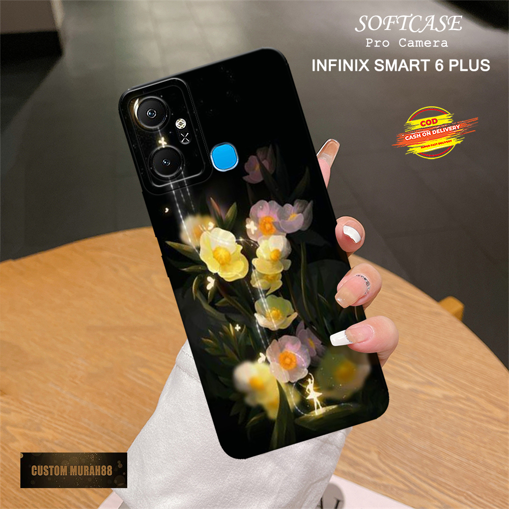 Case Infinix Smart 6 Plus - Fashion Case BUNGA - Casing Hp Infinix Smart 6 Plus - Softcase Infinix S