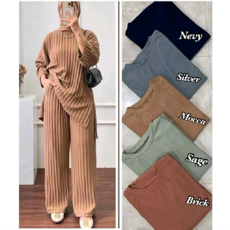 SETELAN KNIT HORNET PREMIUM TERBARU ONE SET KEKINIAN OOTD HIJAB M-XXL TERBARU
